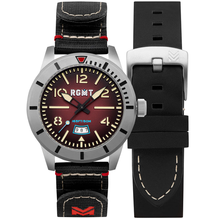 RGMT Military 3 Hands Date Burgundy angled shot picture