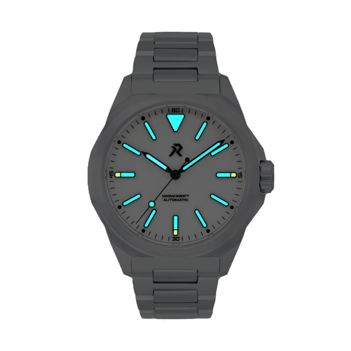 RZE Resolute Automatic Titanium White Enamel angled shot picture