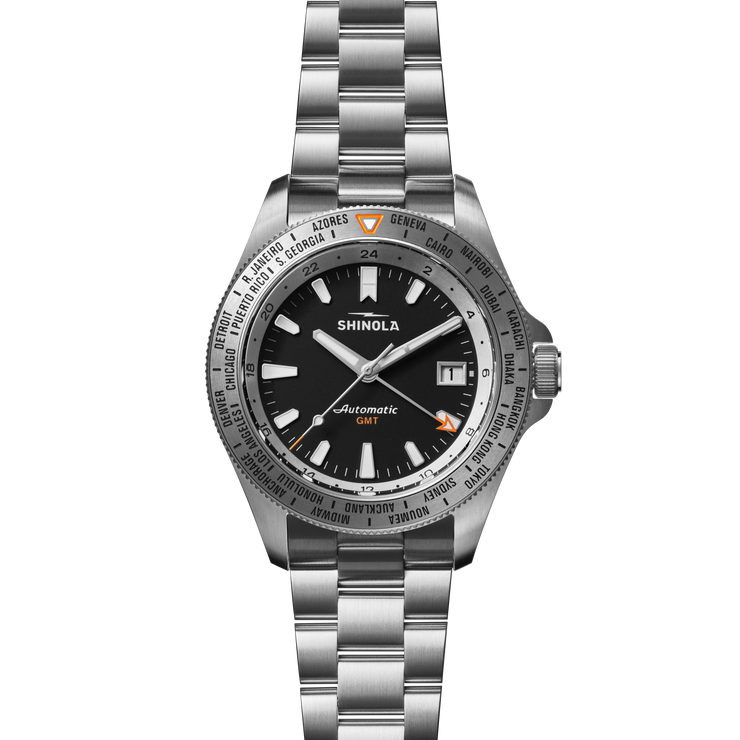 Shinola Monster Automatic GMT Worldtimer 40mm Silver SS | Watches.com