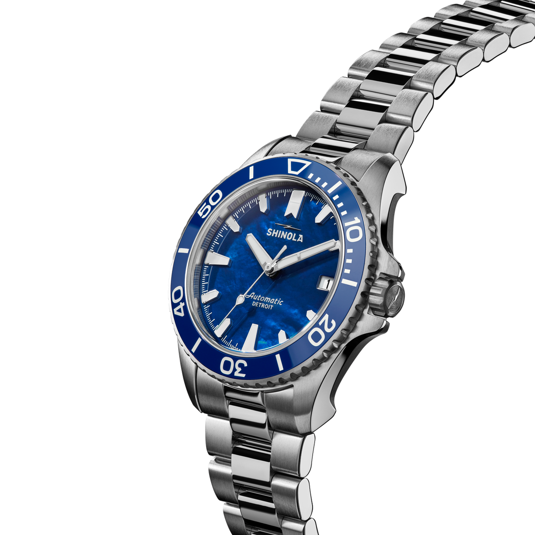 Shinola Monster Automatic Lake Michigan 39mm Lake Blue Mother of