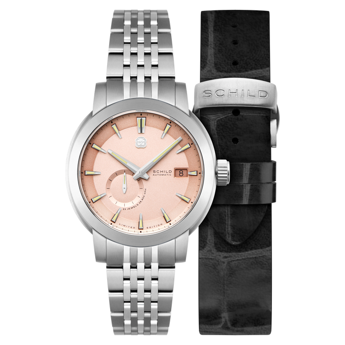 Schild Heinrich Micro Rotor Automatic Salmon Limited Edition angled shot picture