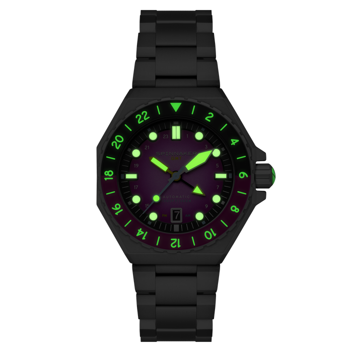 Dumas GMT Automatic Cadmium Violet angled shot picture