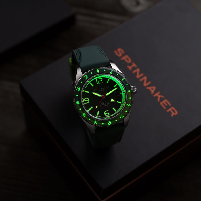 Fleuss GMT Automatic Forest Green angled shot picture