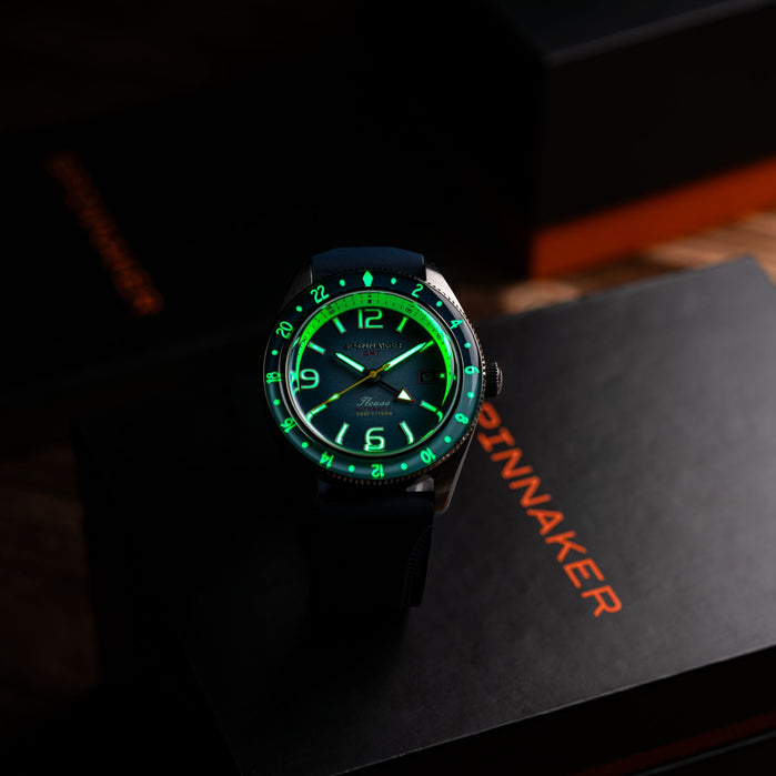 Fleuss GMT Automatic Nebula Blue angled shot picture