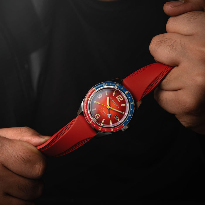 Fleuss GMT Automatic Burnt Orange angled shot picture