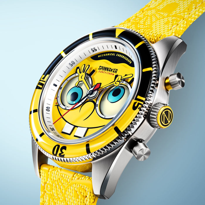 Spinnaker Fleuss Mechanical Chronograph SpongeBob SquarePants Eyedial Limited Edition Googly Yellow angled shot picture