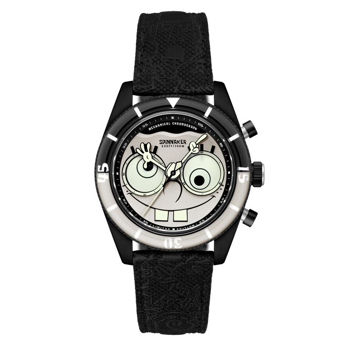Spinnaker Fleuss Mechanical Chronograph SpongeBob SquarePants Eyedial Googly Black Limited Edition angled shot picture