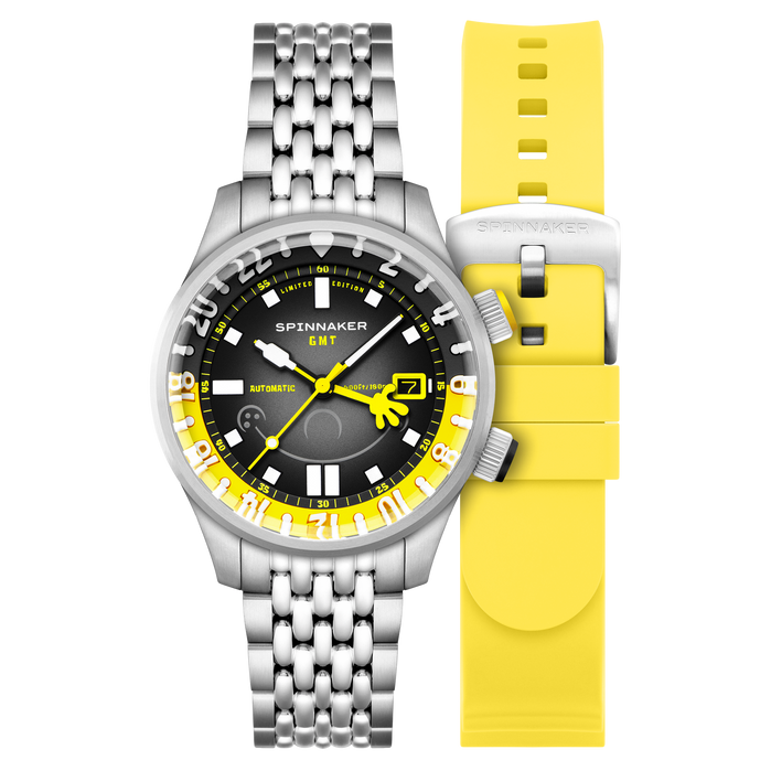 Spinnaker Bradner GMT Automatic SpongeBob SquarePants Bubbly Grins Limited Edition Spongebob Yellow angled shot picture
