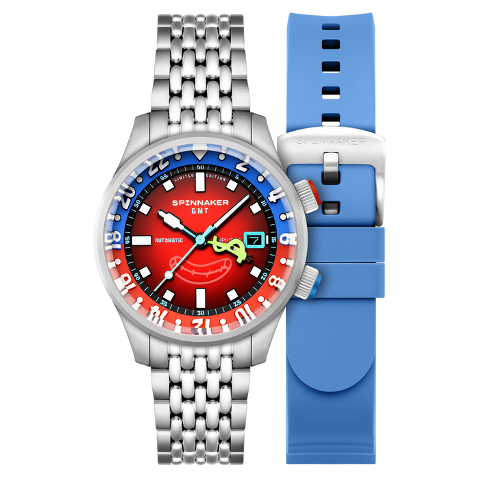 Spinnaker Bradner GMT Automatic SpongeBob SquarePants Bubbly Grins Limited Edition Mr. Krabs Red angled shot picture