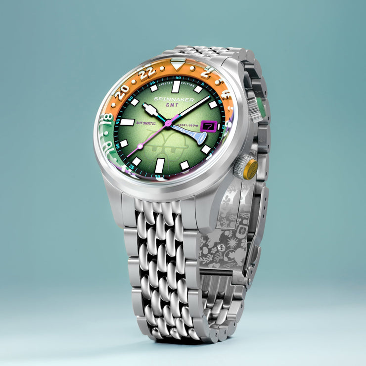 Spinnaker Bradner GMT Automatic SpongeBob SquarePants Bubbly Grins Limited Edition Squidward Green