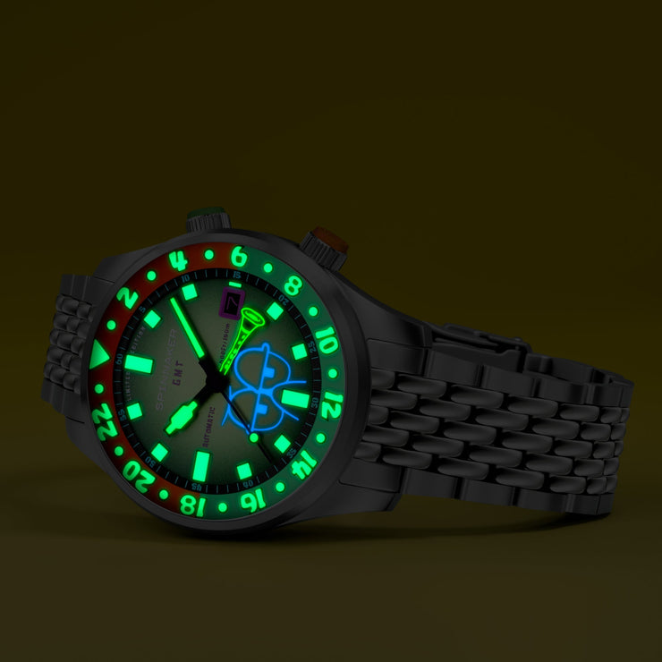 Spinnaker Bradner GMT Automatic SpongeBob SquarePants Bubbly Grins Limited Edition Squidward Green