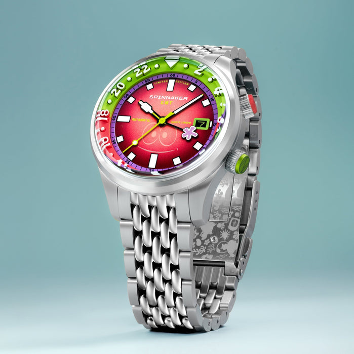 Spinnaker Bradner GMT Automatic SpongeBob SquarePants Bubbly Grins Limited Edition Patrick Pink angled shot picture