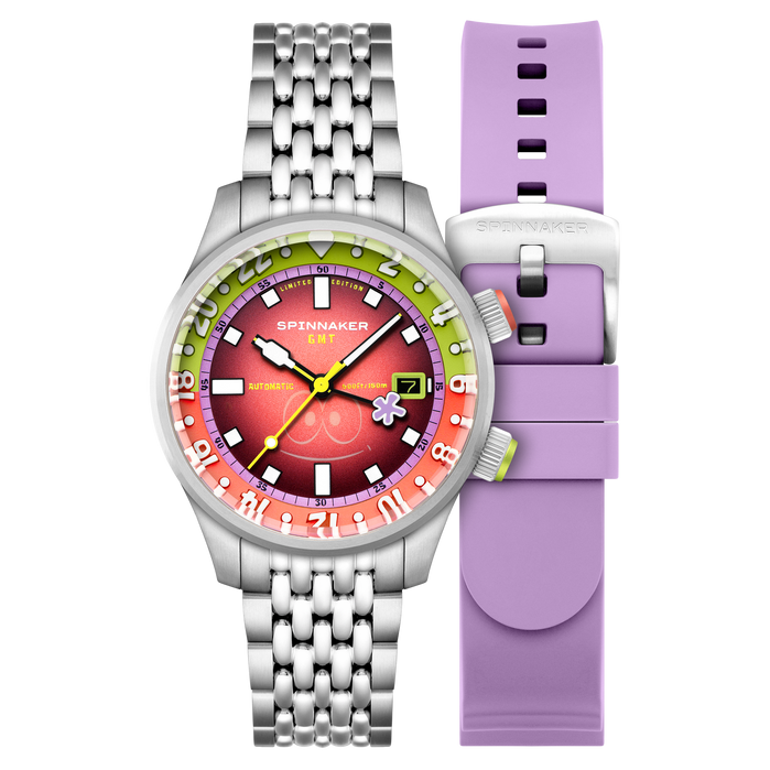 Spinnaker Bradner GMT Automatic SpongeBob SquarePants Bubbly Grins Limited Edition Patrick Pink angled shot picture