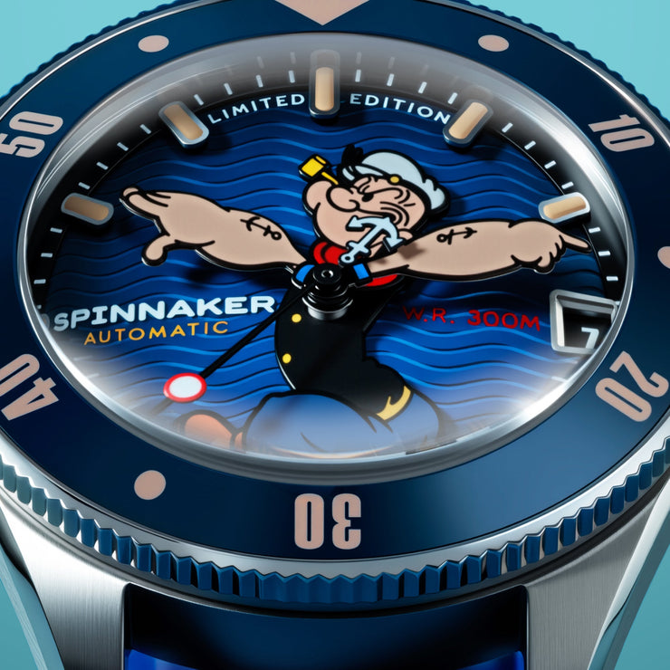 Spinnaker x Popeye Challenger Automatic Anchor Arms Limited Edition Blue Buoy