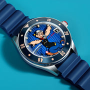 Spinnaker x Popeye Challenger Automatic Anchor Arms Limited Edition Blue Buoy