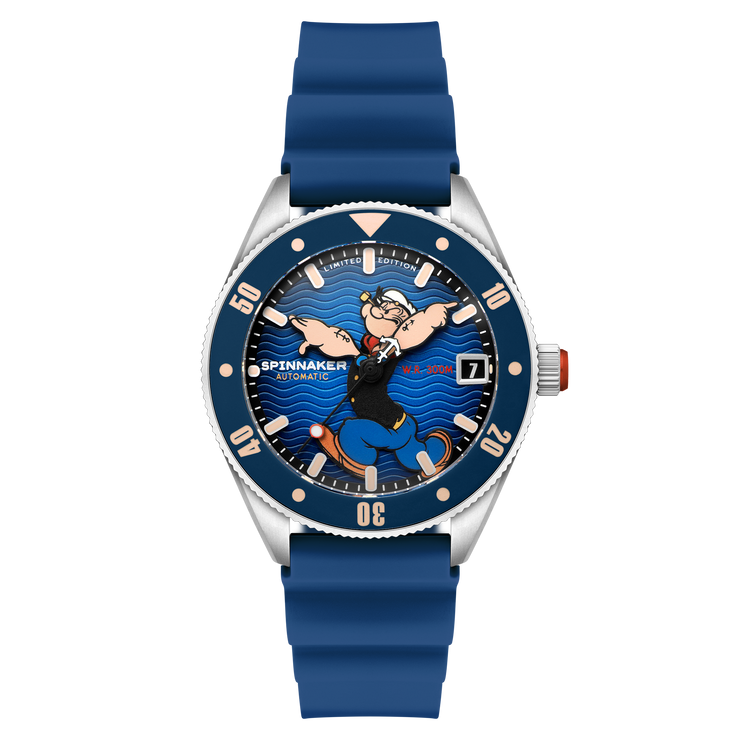 Spinnaker x Popeye Challenger Automatic Anchor Arms Limited Edition Blue Buoy