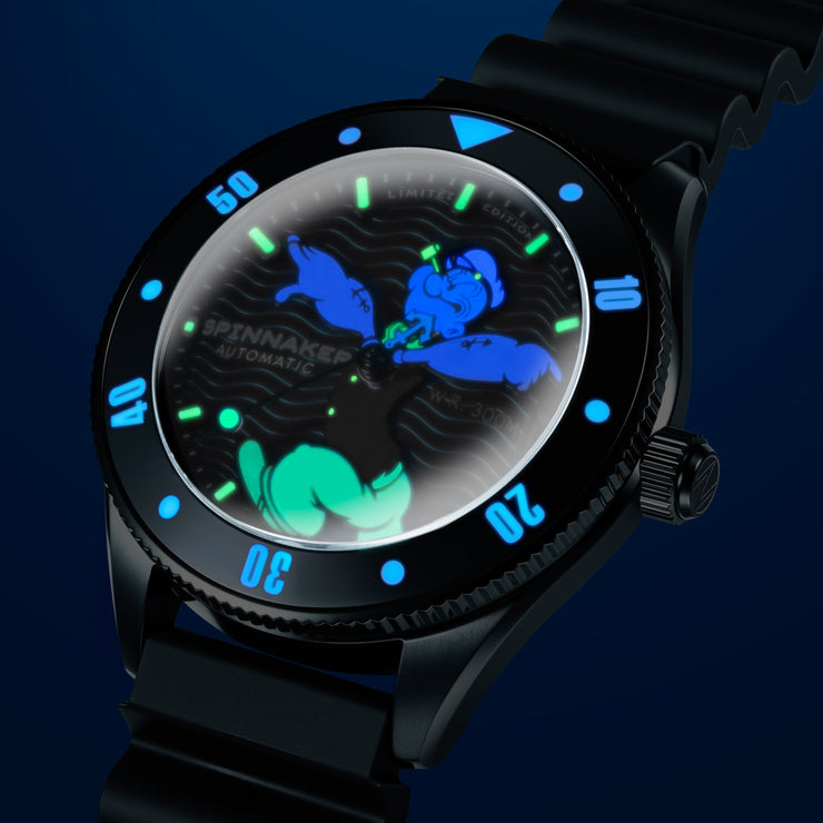 Spinnaker x Popeye Challenger Automatic Anchor Arms Limited Edition Midnight Mast