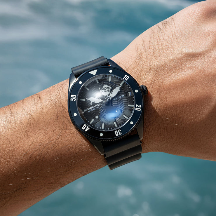 Spinnaker x Popeye Challenger Automatic Anchor Arms Limited Edition Midnight Mast