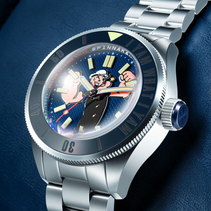 Spinnaker Piccard Automatic Popeye Forearm Fury Limited Edition Buoy Blue angled shot picture