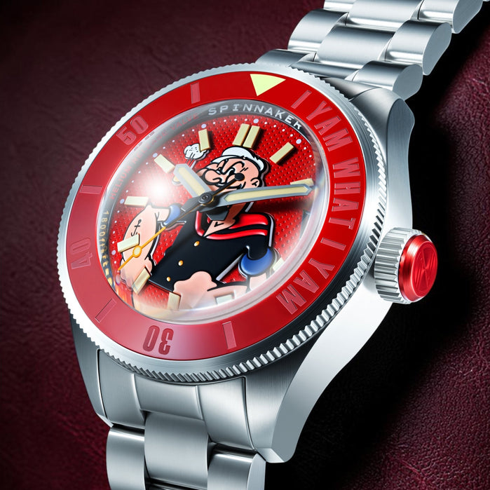 Spinnaker Piccard Automatic Popeye Forearm Fury Limited Edition Blistering Red angled shot picture