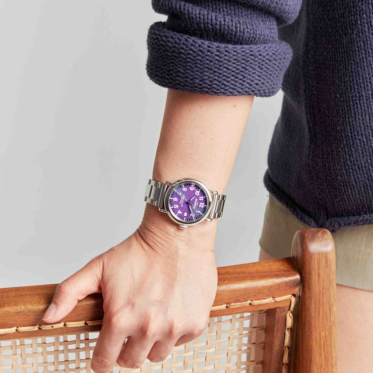 Shinola Runwell 36mm Purple SS | Watches.com