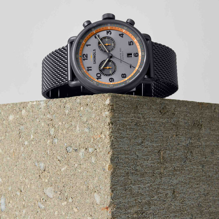 Shinola Canfield Model C56 2 Eye Chrono 43mm Gunmetal SS angled shot picture