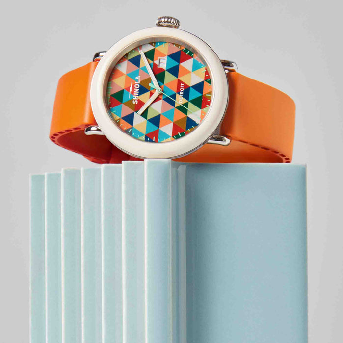 Shinola Detrola American Art 41mm Orange angled shot picture