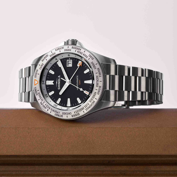 Shinola Monster Automatic GMT Worldtimer 40mm Silver SS | Watches.com