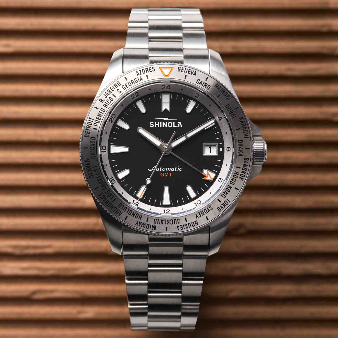 Shinola Monster Automatic GMT Worldtimer 40mm Silver SS | Watches.com