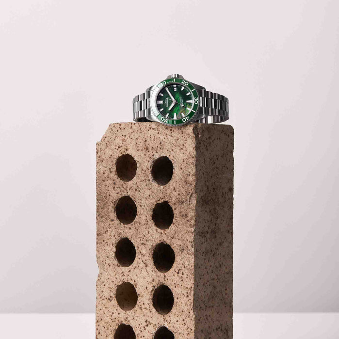 Shinola Monster Automatic Lake Ontario Monster 39mm Green Mother of Pearl angled shot picture