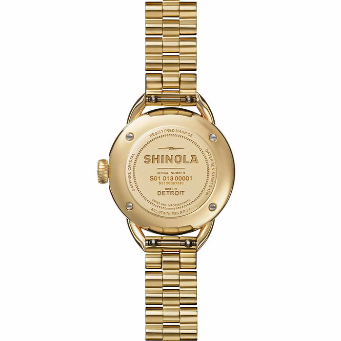 Shinola Runabout 25mm Gold SS Malachite angled shot picture