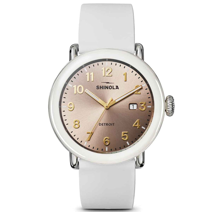 Shinola Runwell Detrola 41mm White Salmon angled shot picture