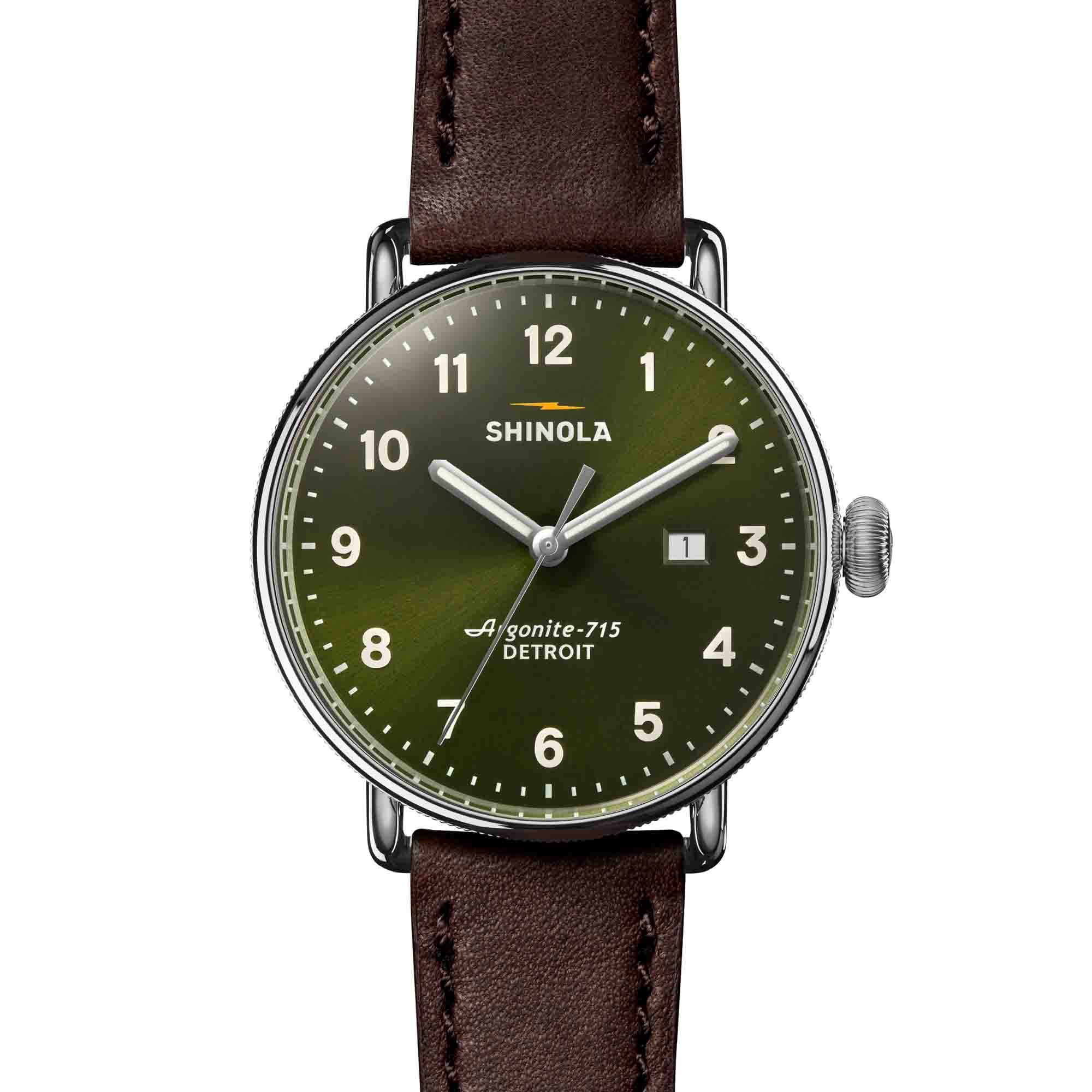 Shinola Canfield 43mm Dark Olive | Watches.com