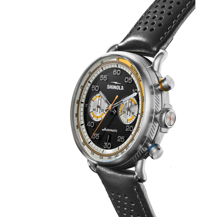 Shinola Canfield Speedway 44mm Automatic Chrono Black angled shot picture