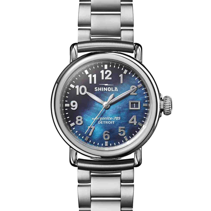 Shinola Runwell 36mm SS Cadet Blue Mother of Pearl