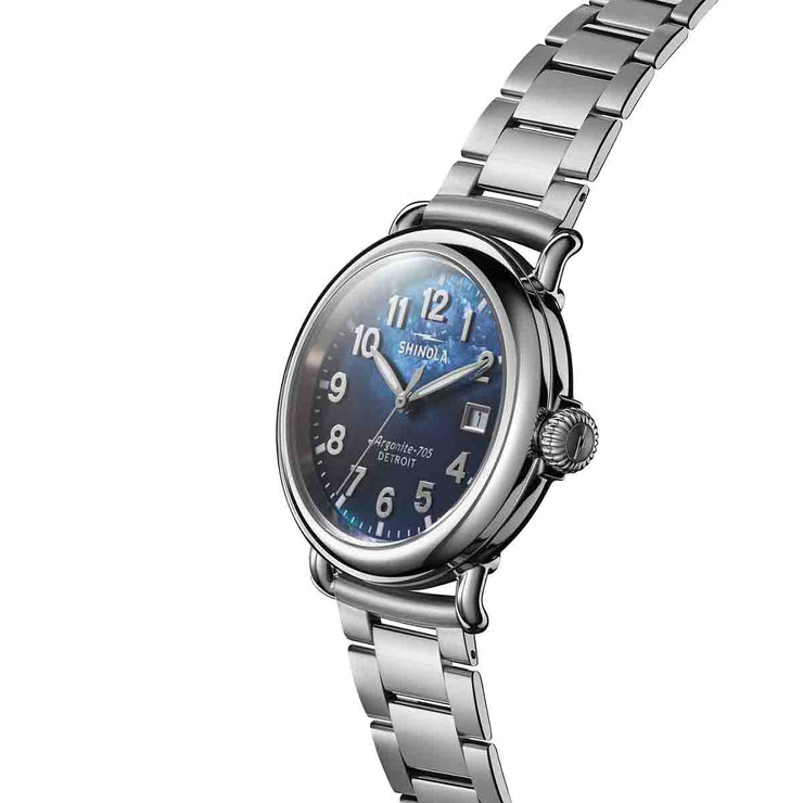 Shinola Runwell 36mm SS Cadet Blue Mother of Pearl