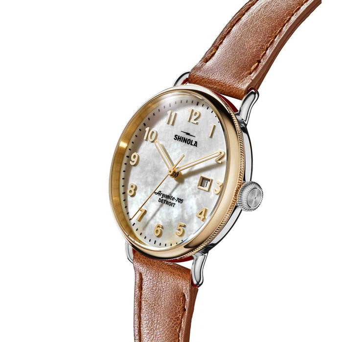 Shinola Canfield 38mm White Mother of Pearl angled shot picture
