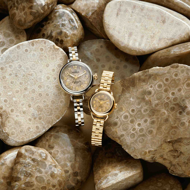 Shinola Runabout 25mm Petoskey Stone SS