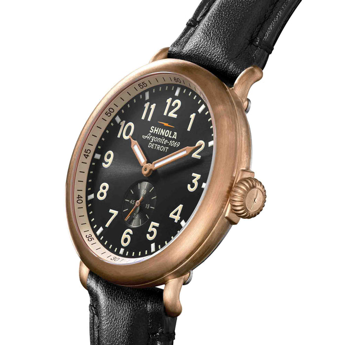 Shinola Bronze Runwell Sub Second 43mm Black angled shot picture