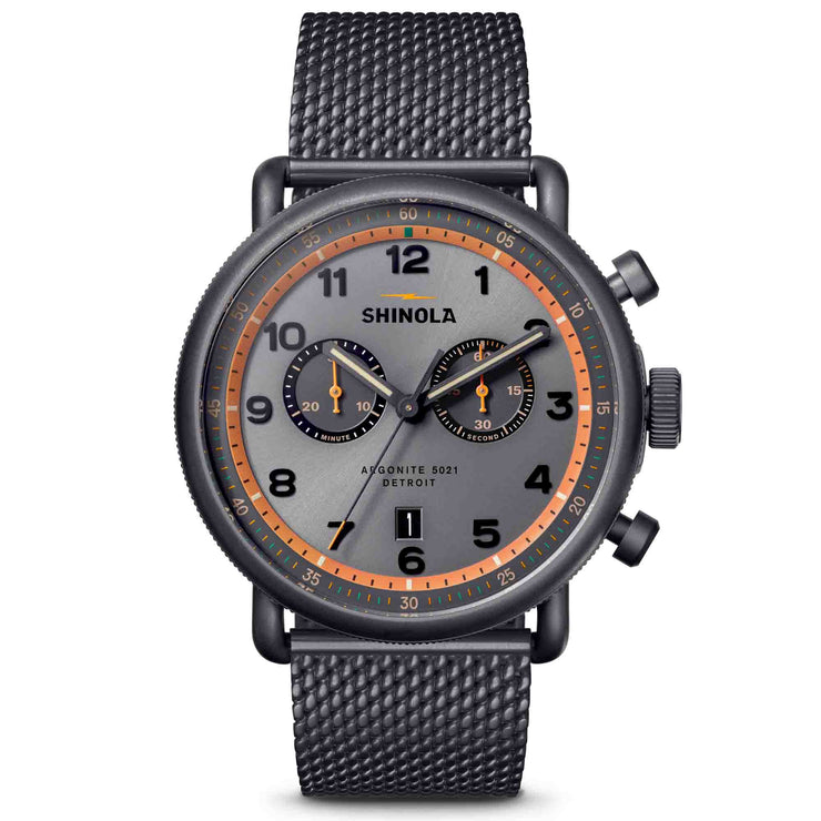Shinola Canfield Model C56 2 Eye Chrono 43mm Gunmetal SS | Watches.com