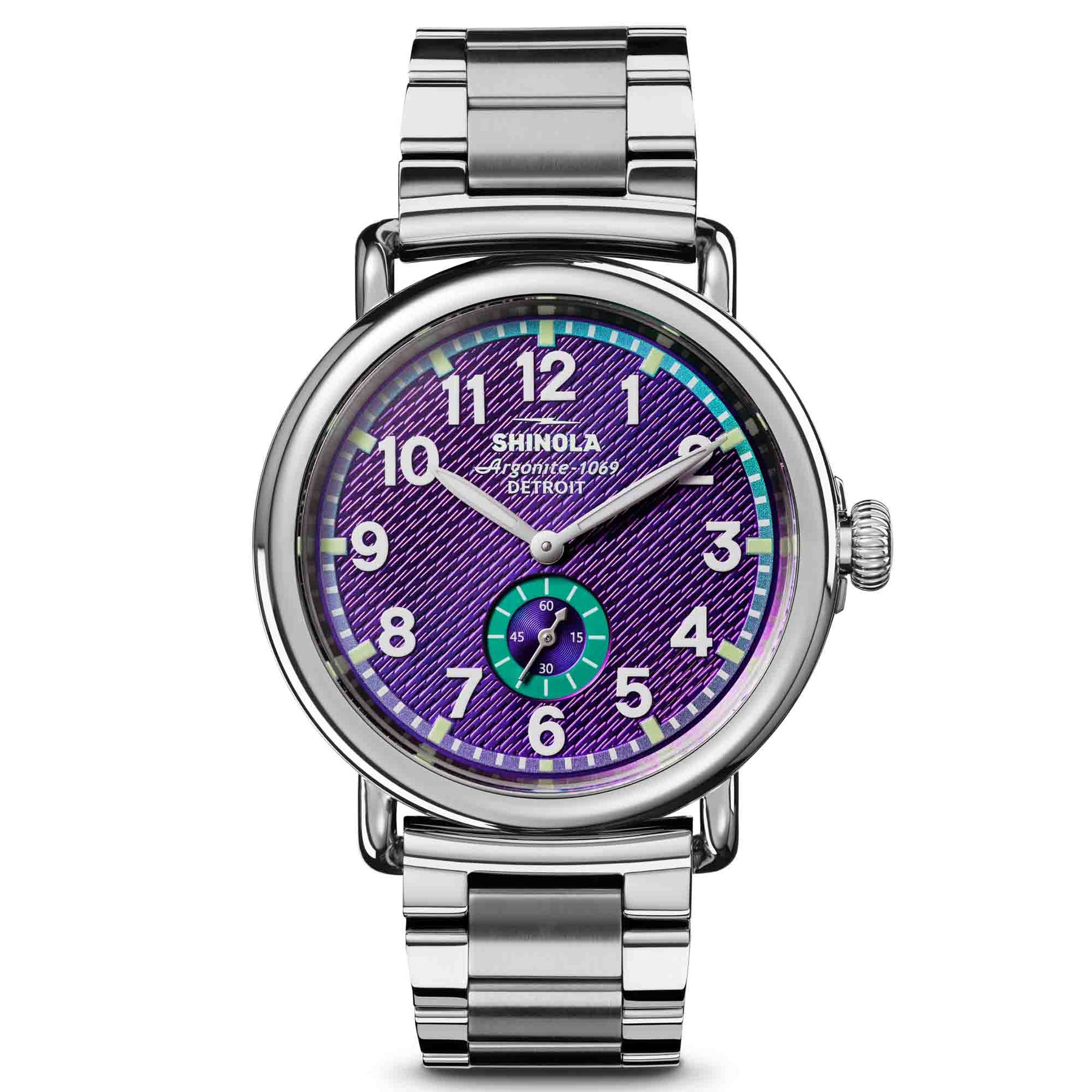 Shinola Runwell Sub Second 41mm Purple SS | Watches.com