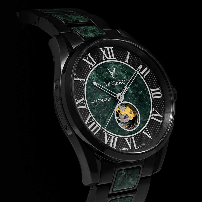 Vincero Marble Automatic Black Verde angled shot picture