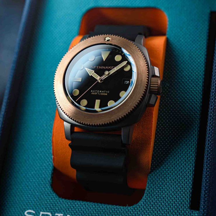 Spinnaker Hull Titanium Bronze Automatic Lapidary Limited Edition Black Onyx