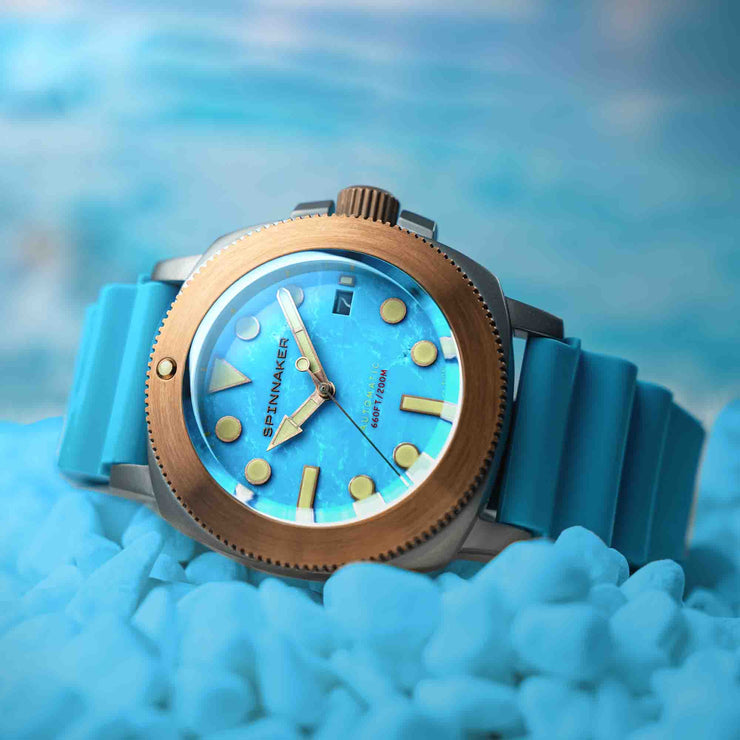 Spinnaker Hull Titanium Bronze Automatic Lapidary Blue Turquoise Limited Edition