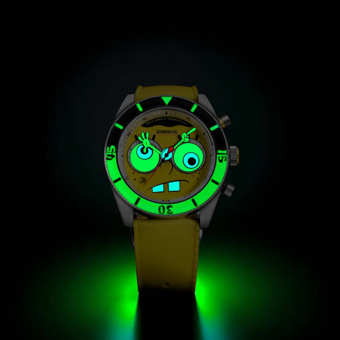Spinnaker Fleuss Chrono SpongeBob SquarePants Eyedial Yellow Limited Edition angled shot picture