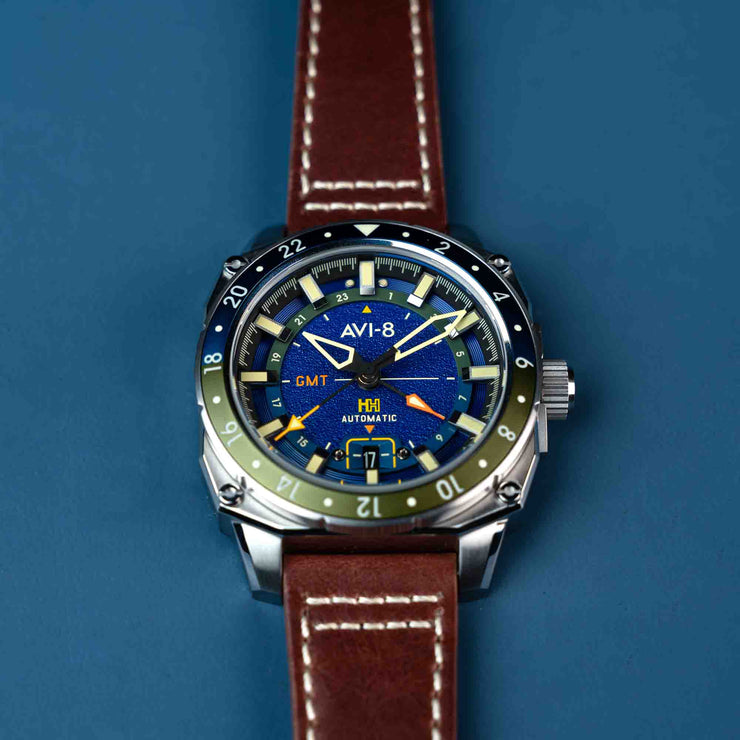 AVI-8 Hawker Hunter Atlas GMT Automatic Earth Blue