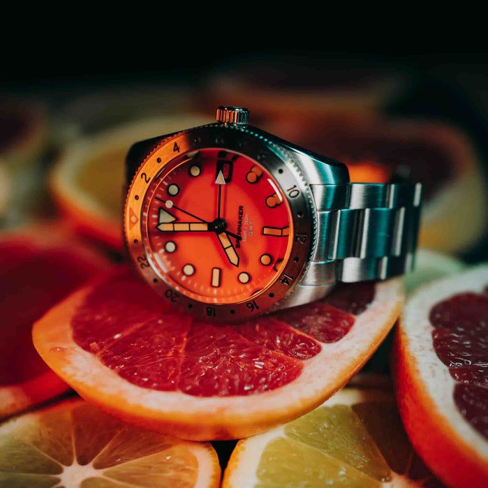 Spinnaker Croft 3912 GMT Automatic Retro Orange Limited Edition angled shot picture