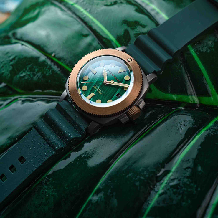 Spinnaker Hull Titanium Bronze Automatic Lapidary Limited Edition Green Malachite*