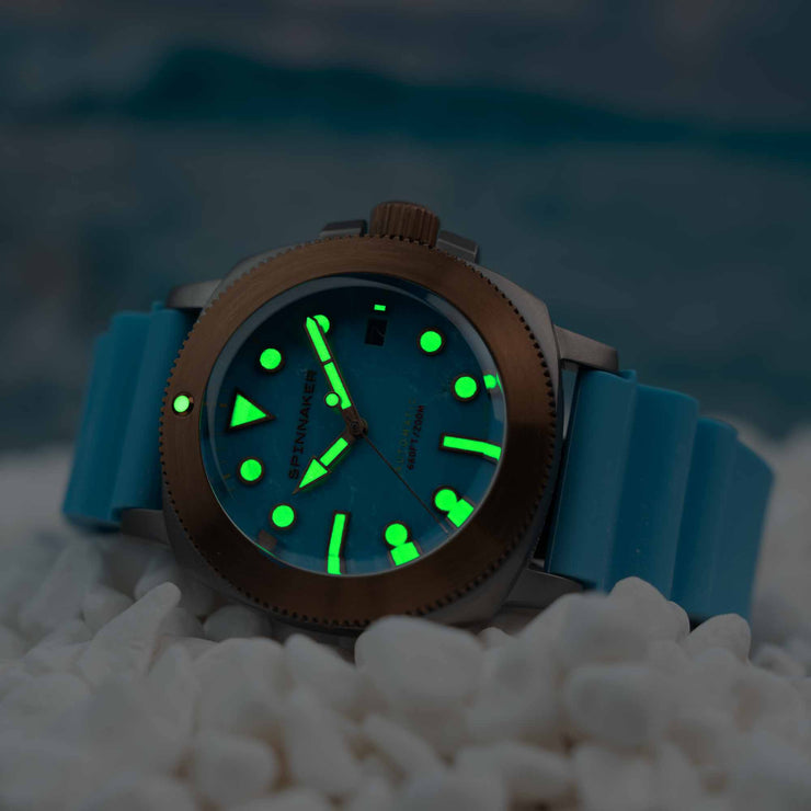 Spinnaker Hull Titanium Bronze Automatic Lapidary Blue Turquoise Limited Edition