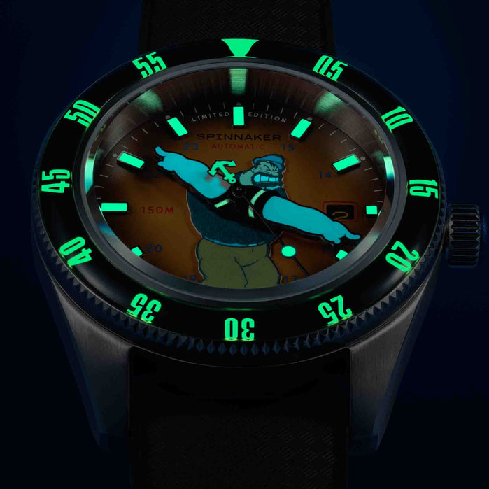 Spinnaker Fleuss Automatic Popeye Bronemies Brutus Yellow Limited Edition angled shot picture